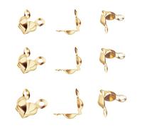 BENECREAT 150PCS 18K Gold Plated Clamshells Crimp Bead Tips Knot Covers for DIY Crafting Jewelry Making, 3 Sizes