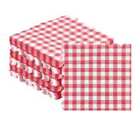 BENECREAT 150Pcs Red Gingham Napkins, 12.9x12.7 Inch Red and White Striped Paper Napkins, Scalloped Gingham Paper Napkin for Wedding Birthday Party Celebrations