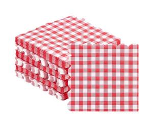BENECREAT 150Pcs Red Gingham Napkins, 12.9x12.7 Inch Red and White Striped Paper Napkins, Scalloped Gingham Paper Napkin for Wedding Birthday Party Celebrations
