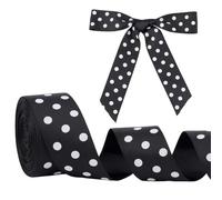 BENECREAT 16.6 Yards Black and White Polka Dot Ribbon, 1-5/8 Inch Wide Grosgrain Polka Dot Craft Ribbon for Gift Wrapping, Bows Making, Christmas Decoration