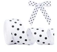 BENECREAT 16.6 Yards White and Black Polka Dot Ribbon, 1-5/8 Inch Wide Grosgrain Polka Dot Craft Ribbon for Gift Wrapping, Bows Making, Christmas Decoration