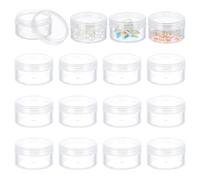 BENECREAT 16 Pack 1.97"x1.1" (30ml) Empty Clear Plastic Bead Storage Container jar with Rounded Screw-Top Lids for Beads, Nail Art, Glitter, Make Up, Cosmetics and Travel Cream