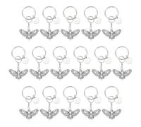 BENECREAT 16 Pack 78mm/3.07inch Gothic Luna Moth Keychain Set, Skull Butterfly Keychain Bulk Gothic Bag Charms with Antique Silver Platinum Finish, Mixed Shapes Vintage Style Keychain Decor for Women