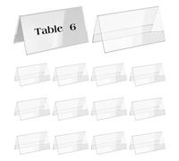 BENECREAT 16 Pack Acrylic Table Name Plates, 5.9x12cm Blank Name Plate Holder Desk Signs, Double-Sided Name Plate Display Stand for Business Office Meeting Classroom