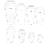 BENECREAT 16Pcs Coffin Shaped Quilting Template, Transparent Patchwork Stencil, Acrylic Intricate Sewing Machine Ruler for DIY Hand Patchwork Cutting Craft, 6mm Thick