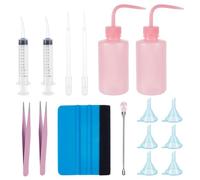 BENECREAT 16Pcs DIY Snow Globe Tumbler Kit, DIY Tool Set with Squeeze Bottle, Funnel, Tweezers, Bent Syringe, Steel Stick, Dropper and Squeegee for Glitter, Sequins & Decorations Cup Making