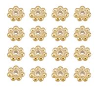 BENECREAT 16pcs Gold Plated Daisy Spacer Bead, 4x1.2mm S925 Silver Round Flower Bead for Jewelry Making, Disc Loose Beads for Earrings, Necklaces, Hole: 0.8mm