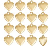 BENECREAT 16Pcs Heart Charms, 5.5x5x2mm 18K Gold Plated Pendants, 3D Heart Drops for DIY Necklace Bracelet Earring Wedding Jewelry Making Accessories