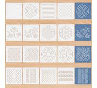 BENECREAT 16Pcs Mixed Styles Plastic Sashiko Stencil, 13x13cm Dots & Lines, Grid, Hexagons, Plants Embroidery Tool Drawing Line Template for Hand Quilting and Embroidery, 0.3mm Thick