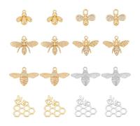 BENECREAT 16Pcs Real 18K Gold Plated Brass Bee Charms for Jewelry Making - 8 Styles Golden DIY Charms with 0.8-1.5mm Holes, Bee & Beehive Pendants for Necklace Bracelet Crafting
