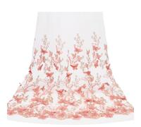 BENECREAT 170cm 3D Butterfly Floral Tulle Fabric, 92cm Pink Gold Embroidered Mesh Lace Fabric Garment Accessories for Wedding Veils, Formal Dress, Curtain Home Decor