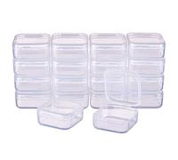 BENECREAT 18 pack Square Clear Plastic Bead Storage Containers Box Case with Flip-Up Lids for Pills,Herbs,Tiny Bead,Jewerlry Findings(3.7x3.7x1.8cm)