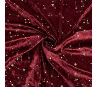 BENECREAT 1m/1.1 Yard Red Velvet Fabric with Star Pattern, 1.6m/63 Inch Wide Shiny Star Velvet Fabric Handicraft Cloth for DIY Sewing Upholstery Apparel Costume Craft