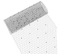 BENECREAT 1m Birdcage Veil Netting Fabric, 25cm Black Russian Millinery Netting Tulle Fabric Mesh Hat Veil with Black Diamond for Wedding Decor, DIY Bridal Veil Dress