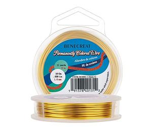 BENECREAT 1mm Real Gold Plated Jewellery Making Copper Wire, 10m Tarnish Resistant Copper Wire Beading Craft Wire for Jewelry Making Supplies and Crafting, Gold