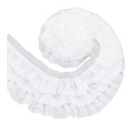 BENECREAT 2.73 Yards 3-Layer Ruffle Lace Pleated Trim, 5-1/8 inch(130mm) wide White Chiffon Flower Trim Gathered Ribbon for Wedding Applique Clothing Sewing Craft DIY Decor