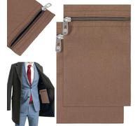 BENECREAT 2 Pack Coconut Brown Canvas Rectangular Sew-in Side Pocket with Zipper, 12.5x18.8cm Zipper Pocket for Clothing, Hidden Pockets for Secure Storage, Ideal for Jackets and Travel Gear