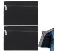 BENECREAT 2 Pack Sew in Side Pocket with Zipper, 215x16x0.3cm/ 8.46x6.3x0.12inch Canvas Cloth Hidden Pocket for Jackets Sweatshirts Travel Accessories, Black