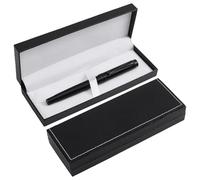 BENECREAT 2 Packs Leather Pen Box, 17x6.4x2.9cm/6.7x2.5x1.1 Inch Single Pen Storage Box Empty Case with Velvet Inside for Gift Packing Office Business, Black