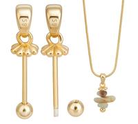 BENECREAT 2 Pcs 925 Sterling Silver Peg Bail, Gold Plated Screw Eye Pins for Jewelry Making, 10mm Flower Cup Connector for Drilled Beads, Charms, Jewelry Findings, Pendant Setting