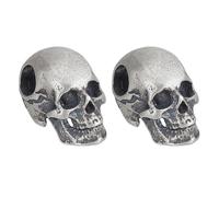 BENECREAT 2 Pcs 925 Sterling Silver Skull Bead, Skeleton Spacer Beads for Necklace Jewelry Making, 1.8mm Hole Skull Charms Fits Halloween Bracelet, Sterling Silver Findings