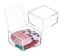 BENECREAT 2 Pcs Clear Boxes with Hinged Lid, 4x4x2.4 Inch/9.9x9.9x6cm Acrylic Storage Boxes Square Dust Organizer Boxes for Gifts, Jewelry, Party Favors, Handicrafts