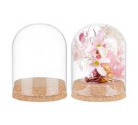 BENECREAT 2 Pcs Glass Display Dome Cloche, 107x80.5mm Bell Glass Jars with Cork Base, Glass Dome Display Case for Flower Specimens Home Decor DIY, Inner Diameter: 76.5mm