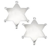 BENECREAT 2 Pcs Platinum Sheriff Badges, 66.8x58.7mm Alloy Blank Brooch Base Settings, Blank Hexagonal Badge for Souvenir DIY Badge Design Festival Gift