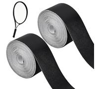 BENECREAT 2 Rolls 10m/32.8 FT PU Leather Self Adhesive Repair Tape, 35mm/1.4 Inch Wide Black Racket Protection Tape for Tennis Practice Racquetball