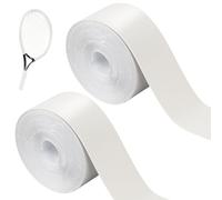 BENECREAT 2 Rolls 32.8 FT PU Leather Self Adhesive Repair Tape, 1.4 Inch Wide White Racket Protection Tape for Tennis Practice Racquetball