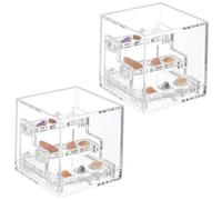 BENECREAT 2 Sets 3 Tier Acrylic Display Case, 5.2x6x5.2cm/ 2x2.3x2inch Mini Collectibles Showcase for Action Figures Mineral Stones Plant Specimen Display