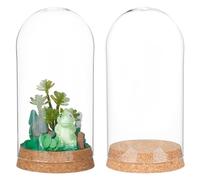 BENECREAT 2 Sets 80x160mm Glass Display Dome with Base, Decorative Dome with Cork lids, Cloche Bell Jar for Flower Plants, Specimens, Crafts, Inner Diameter: 74.5mm