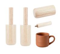 BENECREAT 2 Sets Cup Pottery Molds, Wooden Pottery Shaper Molds with Handle Ceramics Shaping Tool, Pottery Cup Shaping Tool for DIY Ceramic Cup Mug Vase Making