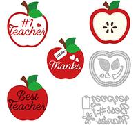 BENECREAT 2 Style Teacher's Day Metal Cutting Dies, Best Teacher Nesting Apple Pattern Embossing Stencil Template for Making Photo Decorative Paper Scrapbooking, 0.08cm Thick