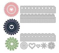 BENECREAT 2 Styles 3D Folded Flowers Carbon Steel Cutting Dies, Love Pattern Embossing Stencil Template for Making Photo Decorative Paper Scrapbooking, 0.08cm Thick