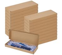 BENECREAT 20 Pack 30x10x3cm/11.8x3.9x1.2 Inch Kraft Corrugated Mailers Small Business Bulk Shipping Boxes Sturdy Cardboard Moving Boxes for Gifts Books & Mailing