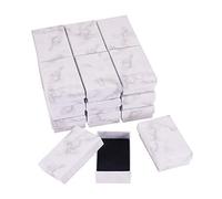 BENECREAT 20 Pack White Marble Effect Rectangle Cardboard Jewellery Pendant Boxes Gift Boxes with Sponge Insert, 5x7.9x2.7cm