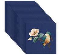 BENECREAT 20 Sheets Linen Embroidery Fabric, 25x25cm/9.8x9.8 Inch Square Stitch Embroidery Cloth, Blue Needlework Fabric for Garments Cloth