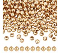 BENECREAT 200Pcs 5mm/0.2inch Stainless Steel Spacer Beads, Real 18K Gold Plated Round Spacers Beads, 1.8mm Hole Metal Smooth Bead for DIY Bracelet Necklace Jewelry Christmas Halloween Crafts Making
