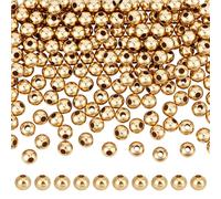 BENECREAT 200Pcs 6mm/0.24inch Stainless Steel Spacer Beads, Real 18K Gold Plated Round Spacers Beads, 2.2mm Hole Metal Smooth Bead for DIY Bracelet Necklace Jewelry Crafts Making
