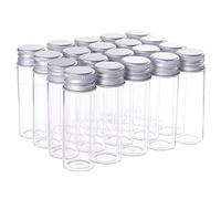BENECREAT 20PCS 15ml Clear Glass Bottles Candy Bottle with Aluminum Screw Top Empty Sample Jars Sample Vials for Spice Herbs Small Items Storage Wedding Favors