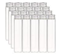 BENECREAT 20Pcs 25ml Glass Sealed Bottle with Screw Aluminum Cap Clear Liquid Sample Vial for Gift Wedding Favors Decorations