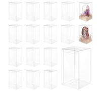 BENECREAT 20Pcs Clear PVC Gift Boxes, 10x10x18cm/3.9x3.9x7.1 Inch Transparent PVC Favor Boxes for Wedding, Valentine, Birthday Party Chocolates, Candies, Home Decoration