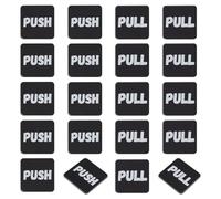 BENECREAT 20Pcs Push Pull Door Sign, 49.5x49.5mm/2x2 Inch Square Acrylic Self-Adhesive Sliding Door Push Pull Sign for Doors in Business Stores Cafes Shops, Black