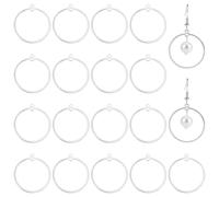 BENECREAT 20Pcs Real Platinum Plated Earring Finding Components, Round Beading Hoop with 2Holes for Jewelry Making, Wedding Festival DIY, 28x25mm