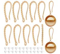 BENECREAT 20Pcs Twist Rope Earring Hooks, 14K Gold Plated Brass, with Loops & 50pcs Plastic Earring Backs - for DIY Jewellery Making