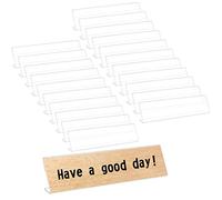 BENECREAT 22Pack Acrylic Display Stands Name Plates with Protcetive Film, 20x2.9x5cm Clear Back Sign Holder Stand for Desks Wedding Table Display, License Name Label Holder