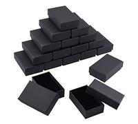 BENECREAT 24 Pack 8.7x5.5x2.8cm Black Necklace Ring Boxes Rectangle Black Cardboard Jewellery Box Small Gift Box with Velvet Filled for Anniversaries, Weddings or Birthdays