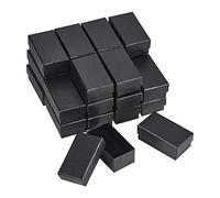BENECREAT 24 Pack Pendant Earring Boxes Gift Box 7.25x4x3cm Black Kraft Cardboard Jewellery Boxes with Special Texture, Sponge Inside for Wedding Party Ring Gifts Display