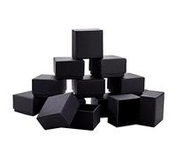 BENECREAT 24 Packs Black Ring Boxes, 5.7x5.7x3.7cm Square Cardboard Jewelry Gift Boxes with Velvet Sponge Lining for Packaging, Parties, Weddings & Birthdays